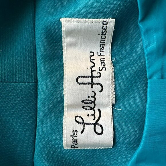 Lilli Ann Vintage Teal Jacket with fox fur collar SZM_6 - Picture 11 of 11